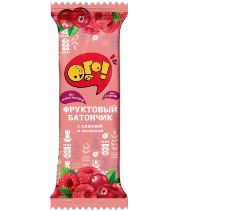 ОГО ! Батончик фруктовый с клюквой и малиной 30гр