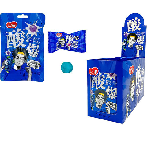 Конфеты кислые со вкусом черники Yinuo 1кор*12бл*20шт, 25гр