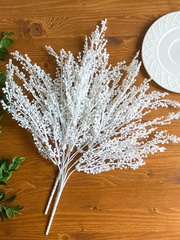 Букет снежной мимозы, искусственная зелень, цвет Белый, слегка пушистый, 39 см, набор 2 букета