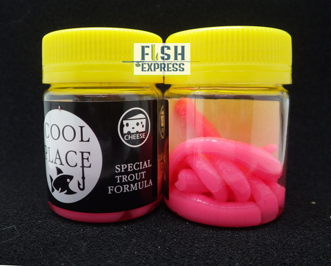 Форелевая силиконовая приманка COOL PLACE (BOMBER)  цвет БЛЕДНО-РОЗОВЫЙ 75мм/7шт/банке/вкус сыр продажа от 2 шт.