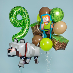 К 22''/56 см, Куб 3D, Пиксели, Зеленый/Коричневый, 1 шт. (в упаковке)