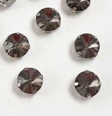 Стразы пришивные стекло в оправе, d 12 мм, графитовый