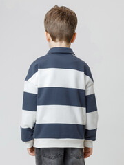 джемпер  для мальчика  КР 302898/св.бежевый,тем.синий,полоска к574