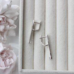 Швензы удлинённые Капля 32*5 мм с английским замком, родий, Ш132