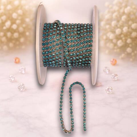 стразовая лента 2,5мм ,голубой-серебро (1м)