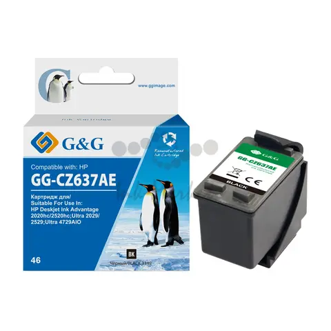 Картридж струйный G&G GG-CZ637AE 46 черный (33мл) для HP DJ Adv 2020hc/2520hc