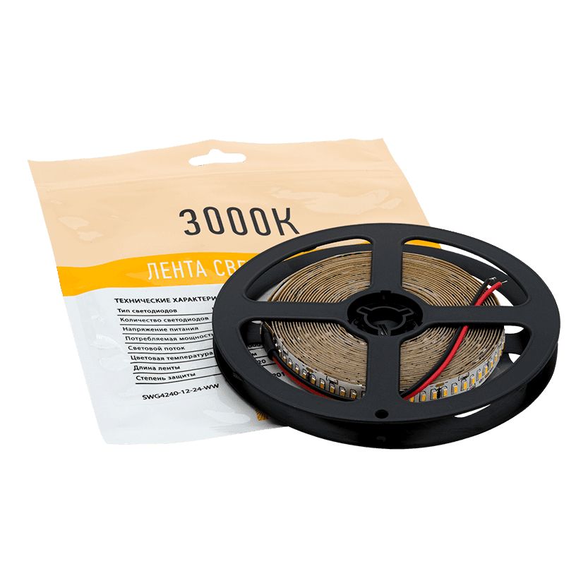 Светодиодная лента SWG 24W/m 240Led/m 3014SMD теплый белый 5M SWG4240-12-24-WW-M 009470