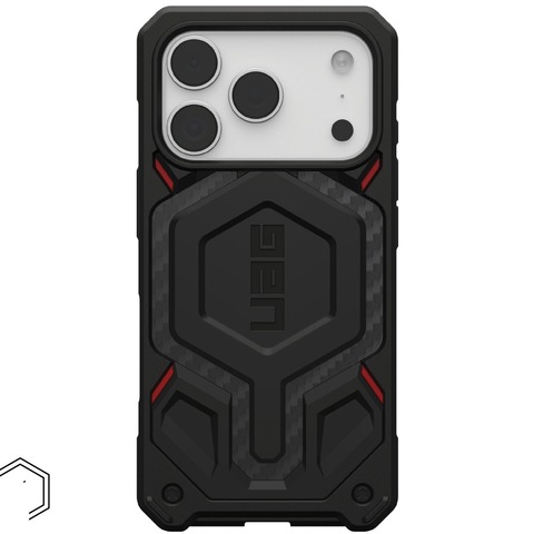 Чехол Uag Monarch Pro Case для iPhone 17 Pro, Красный | Carbon Fiber Black/Red