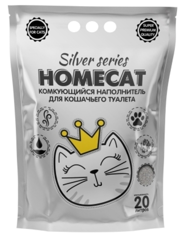 Homecat Silver Series комкующийся наполнитель премиум для кошачьих туалетов 20 л 5 кг