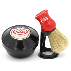 Набор для бритья Omega Помазок (кабан) + Подставка + мыло крем 150 мл эвкалипт