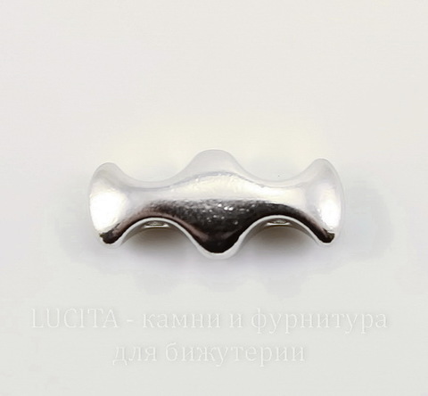 Разделитель на 2 нити TierraCast (цвет-платина) 19х8х4 мм