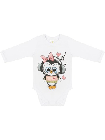Белое боди с пингвиненком Luxury Baby