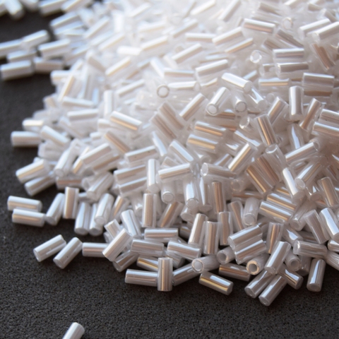 SLB3-0420 Стеклярус тонкий 3мм Миюки/Miyuki Slender bugles Ceylon White Pearl