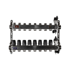 Коллектор из нержавеющей стали для отопления без расходомеров TIM 1" - 3/4" Евроконус - 8 выходов