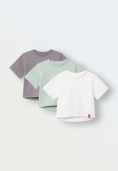 Комплект из 3 футболок (аква/серый/экрю)
