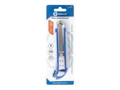 Нож технический КОБАЛЬТ лезвие 18мм. (3 шт. в комплекте), двухкомпонентный корпус, металлическая на