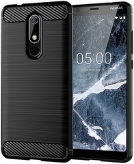 Чехол на Nokia 5.1 цвет Black (черный), серия Carbon от Caseport