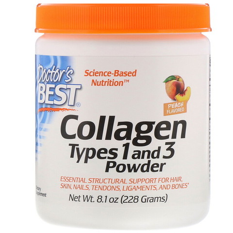 Doctor's Best, Collagen Types 1 and 3 Powder, Peach Flavored, 8.1 oz (228 g)