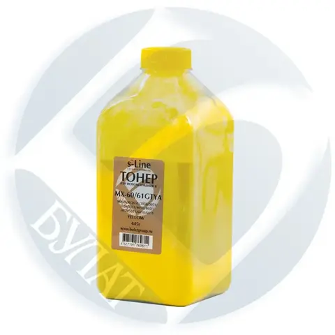 Тонер БУЛАТ s-Line MX-60, 61GTYA для Sharp MX-2630, 3050 (Желтый, банка 445г, тонер+девелопер)