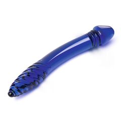 Синий двусторонний стеклянный стимулятор 11’’ Double-sided Glass Dildo For G-Spot P-Spot Stimulation - 28 см. - 