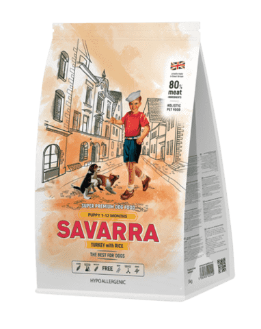 Купить Savarra Puppy Turkey with Rice Сухой корм для щенков всех пород от 1 месяца до 1 года с ягнёнком и рисом