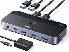 KVM-переключатель UGREEN USB 3.0 Sharing Switch 2 In - 4 Out, серый космос CM662