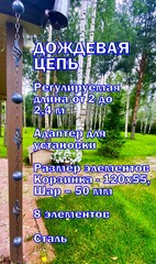 Дождевая цепь «Ковка. Корзинка и шар», темно-серый глянцевый RAL7024