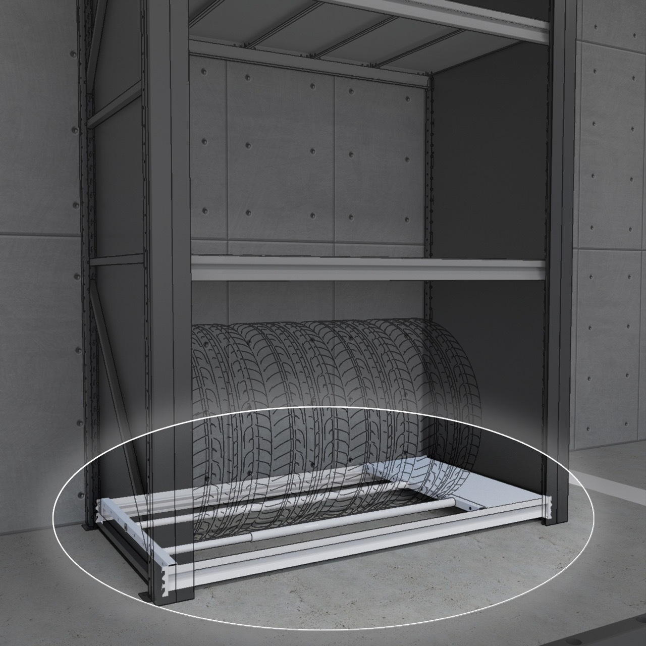 Полка для колес в напольный стеллаж / без балок (собери ряд полок)