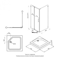 Душевое Ограждение 90*90 Triton Терра-Графит