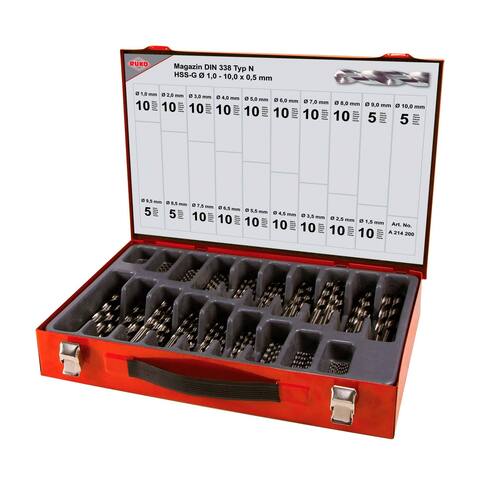 Набор сверл по металлу 1-10мм 170шт DIN338 HSS-G Ruko 214200