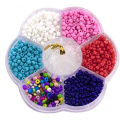 
          Набор для создания украшений-бисер Alingar, 80х80х12 мм, "Микс", 5 цв. и микс бисер, 1х1,1 м леска, пластик. пенал