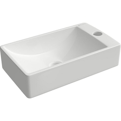Aqueduto PEQR0210 AQD PEQUENO Раковина накладная/подвесная прямоугольная мини правая,  380*220, белый глянцевый фото