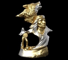 Силиконовый молд № 466 Индеец с волком