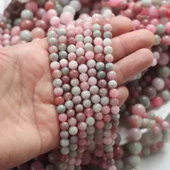 Тонированный кварц, микс, шарик, 6 мм, нить, К032