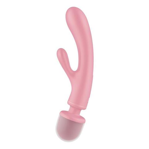 Розовый двусторонний вибромассажер Triple Lover - 23,7 см. - Satisfyer 4018218