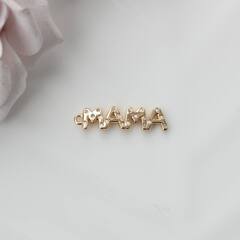 Коннектор (подвеска) МАМА с фианитами, 23*6 мм, позолота, П496