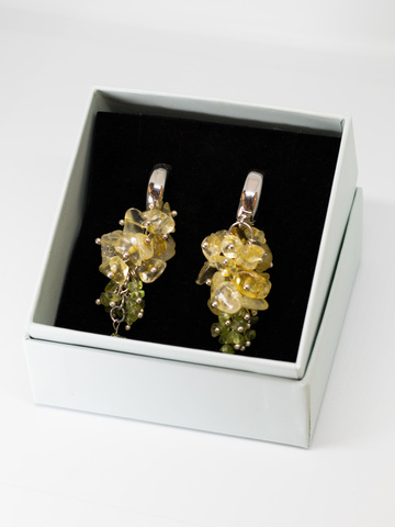 Серьги из хризолита и цитрина
