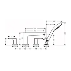Смеситель для ванны с душем, шлифованный черный хром Hansgrohe Talis E 71748340