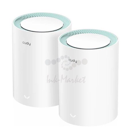 Бесшовный Mesh роутер Cudy M1300(2-Pack) AC1200 10/100/1000BASE-TX белый (упак.:2шт)