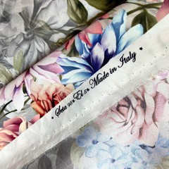 Ткань шелк матовый с эластаном розовые и голубые цветы 1089