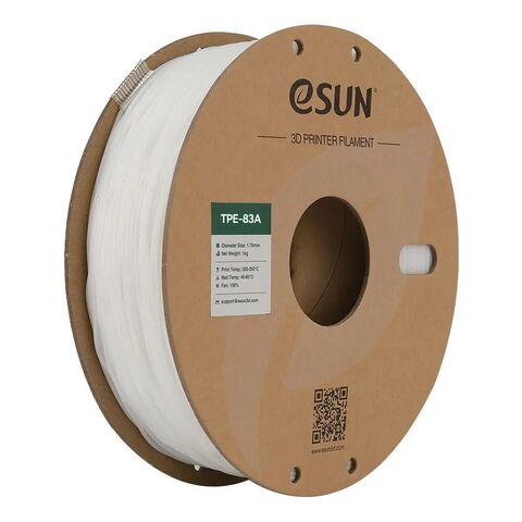 Пластик для 3D-печати eSUN eLastic TPE-83A, 1.75 мм, 1 кг, белый, TPE-83A175W1P1
