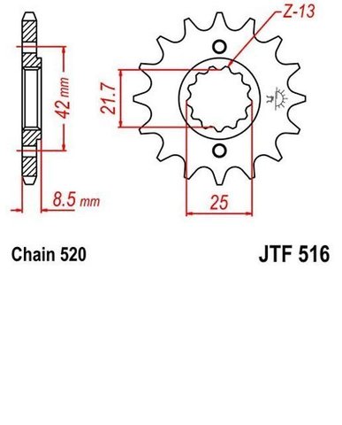 JTF516-14 Звезда ведущая передняя JT JTF516 (34114) 14 зубьев для мотоцикла Kawasaki