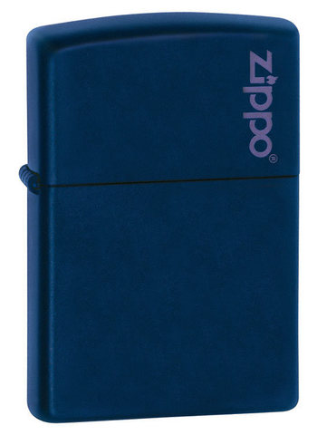 Зажигалка Zippo Navy Matte Logo, латунь/сталь, синяя с фирменным логотипом, матовая, 36x12x56