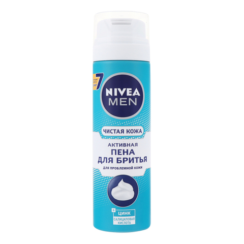 Təraş üçün köpük \ Пенка для бритья Nivea Men Чистая кожа с цинком и салициловой кислотой 200 мл