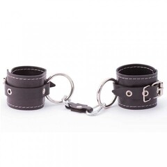 Двухслойные наручники из натуральной кожи с белой строчкой