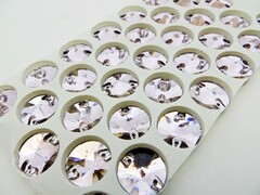 Стразы пришивные стекло Crystal риволи, Ø 14 мм, бледно розовый