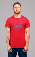 Мужская футболка с принтом Вольво (Volvo) красная 002