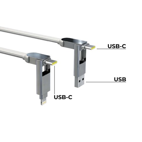 Зарядный кабель 6-в-1 Rolling Square inCharge XL, Glacier White (3 м) до 100Вт