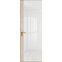 Алюминиевая дверь 6AGК кромка золото остеклённая