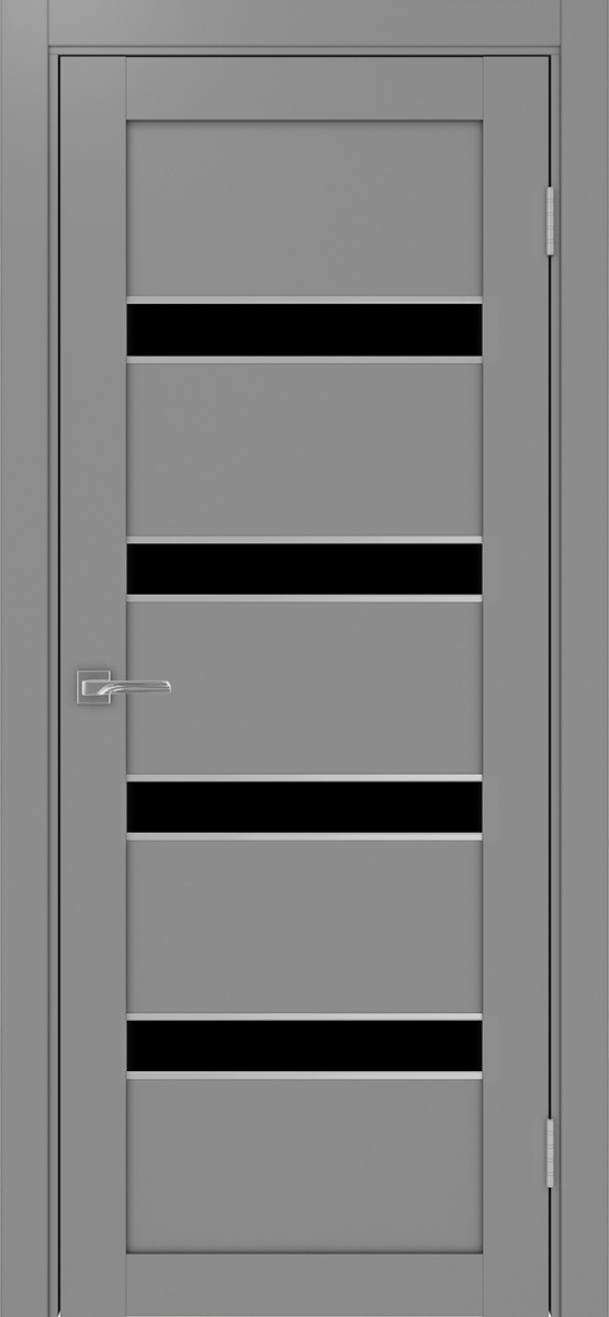 Дверь межкомнатная Оптима Порте Турин 505.12 АПС молдинг SC, цвет серый, экошпон, стекло лакобель черное